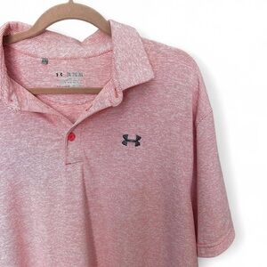 Under Armour HeatGear Polo Loose Fit 2XL, Reddish-Orange Stripes,Golf-Ready